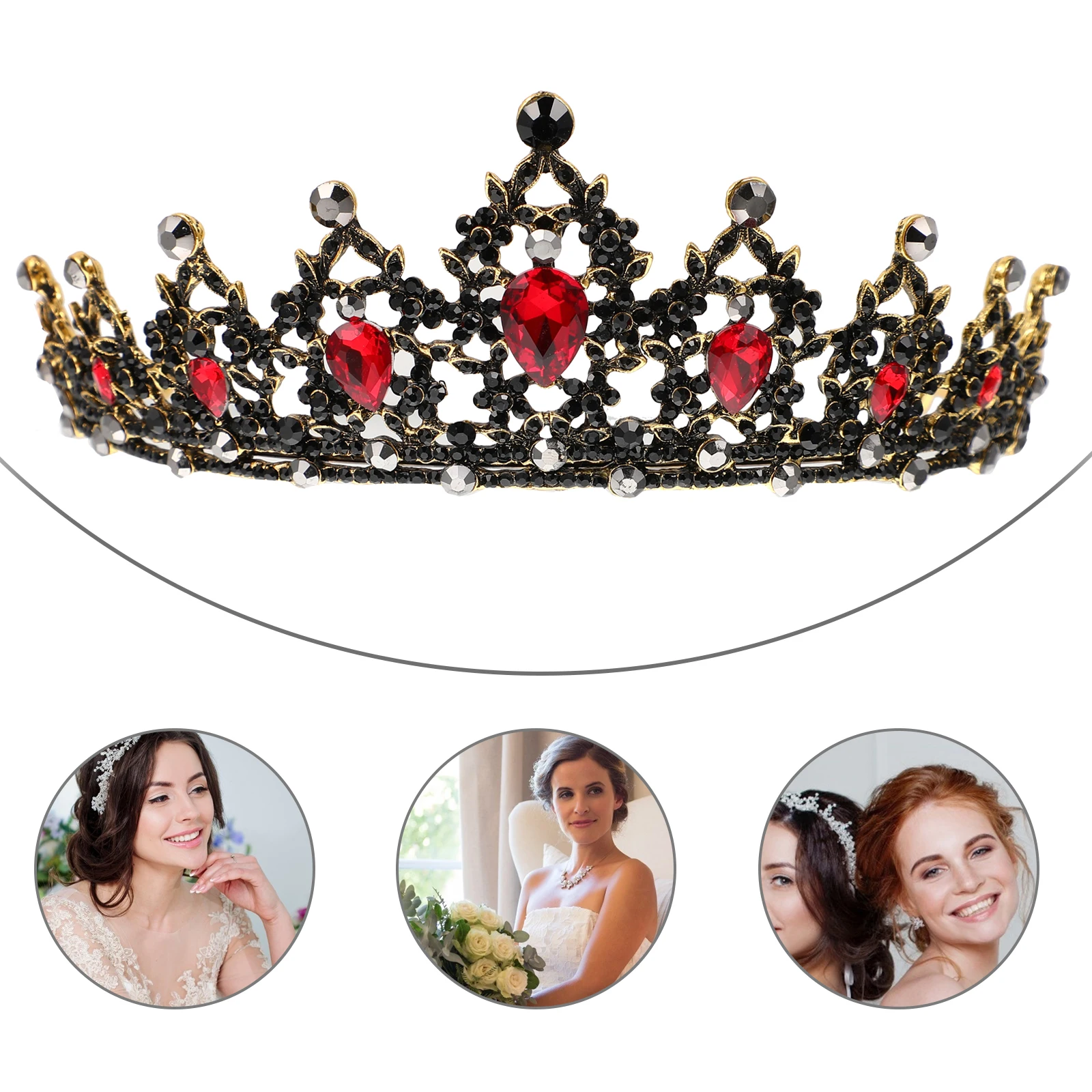 

Rhinestone Crown Bridal Headdress Wedding Headpiece Hair Accessories Women Vintage Design Bright Charm Photos Props Parties