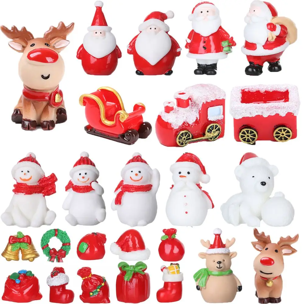 

1PC Toys Dollhouse Ornament Fairy Garden Bonsai Decor Deer Miniature Snowman Christmas Figurines Santa Claus Xmas Tree