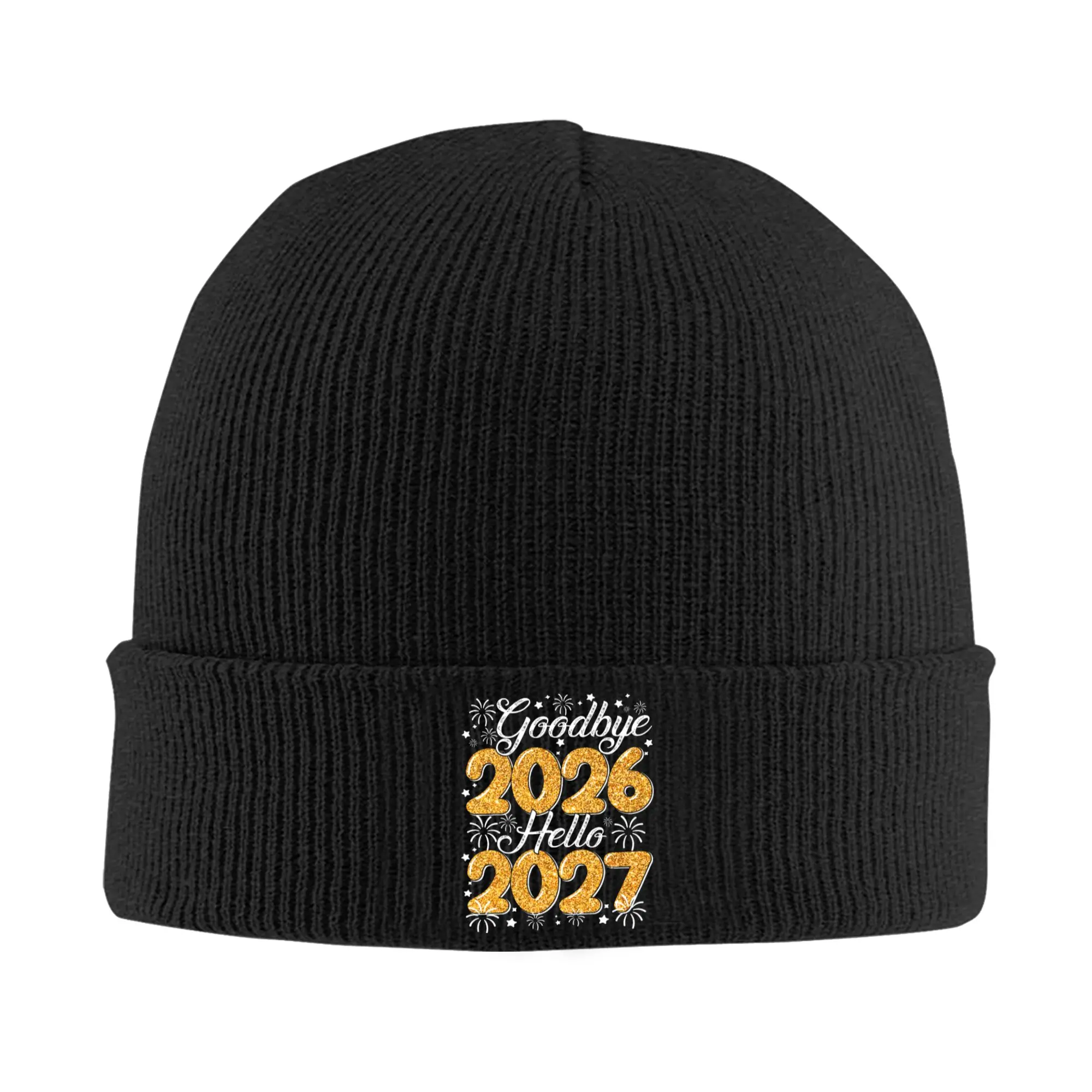 Goodbye 2026 Hello 2027 Tee New Year 27 Beanie Hats  Bonnet Hats Female Male Retro Outdoor Sport Knitted Hat Winter Wrap Caps