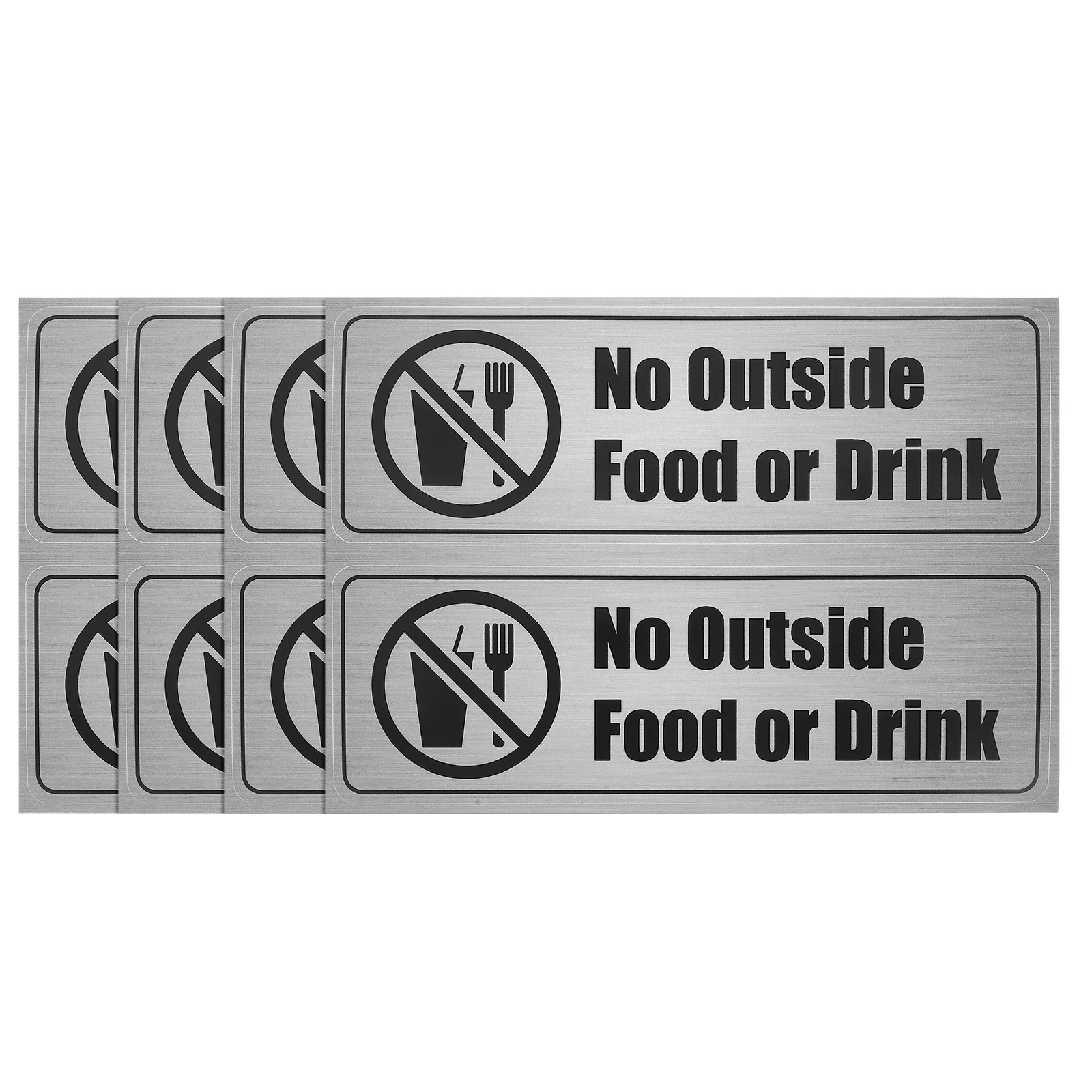 8pcs No Outside Food Allowed Sticker Waterproof Pvc Adhesive Label For Restaurant Office Warning Sign Minimalist Long-Lasting