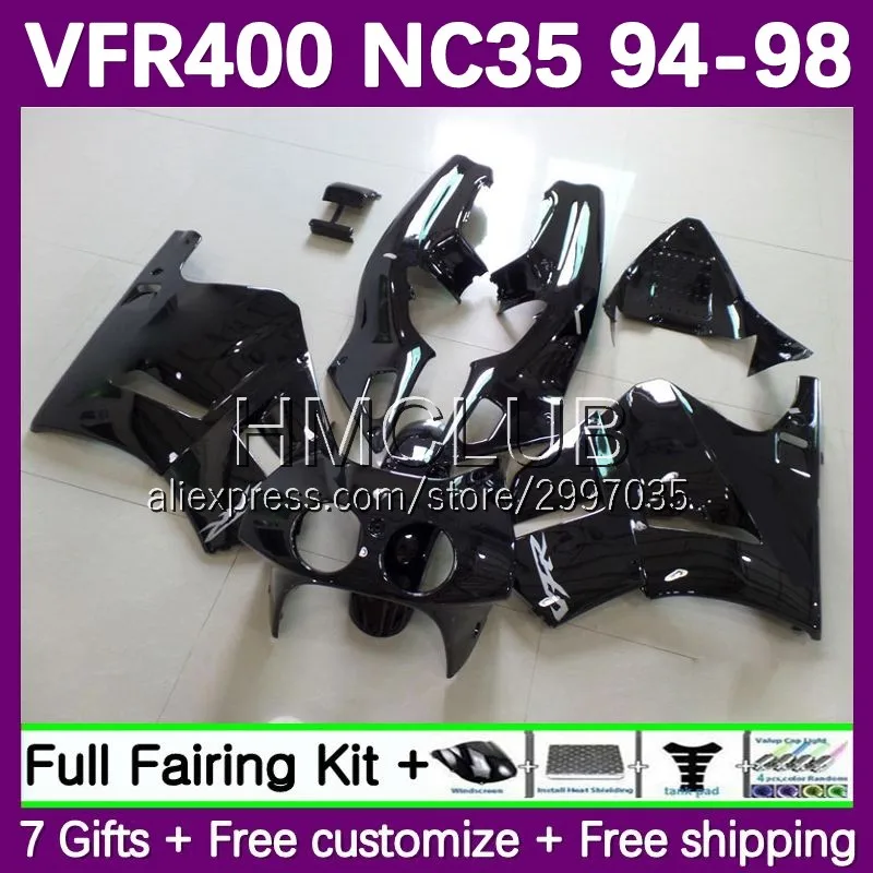 Fairing For HONDA black gloss VFR400 RVF VFR 400 R 400R CC 1994 1995 1996 1997 1998 43No.10 VFR400R RVF400R NC35 94 95 96 97 98