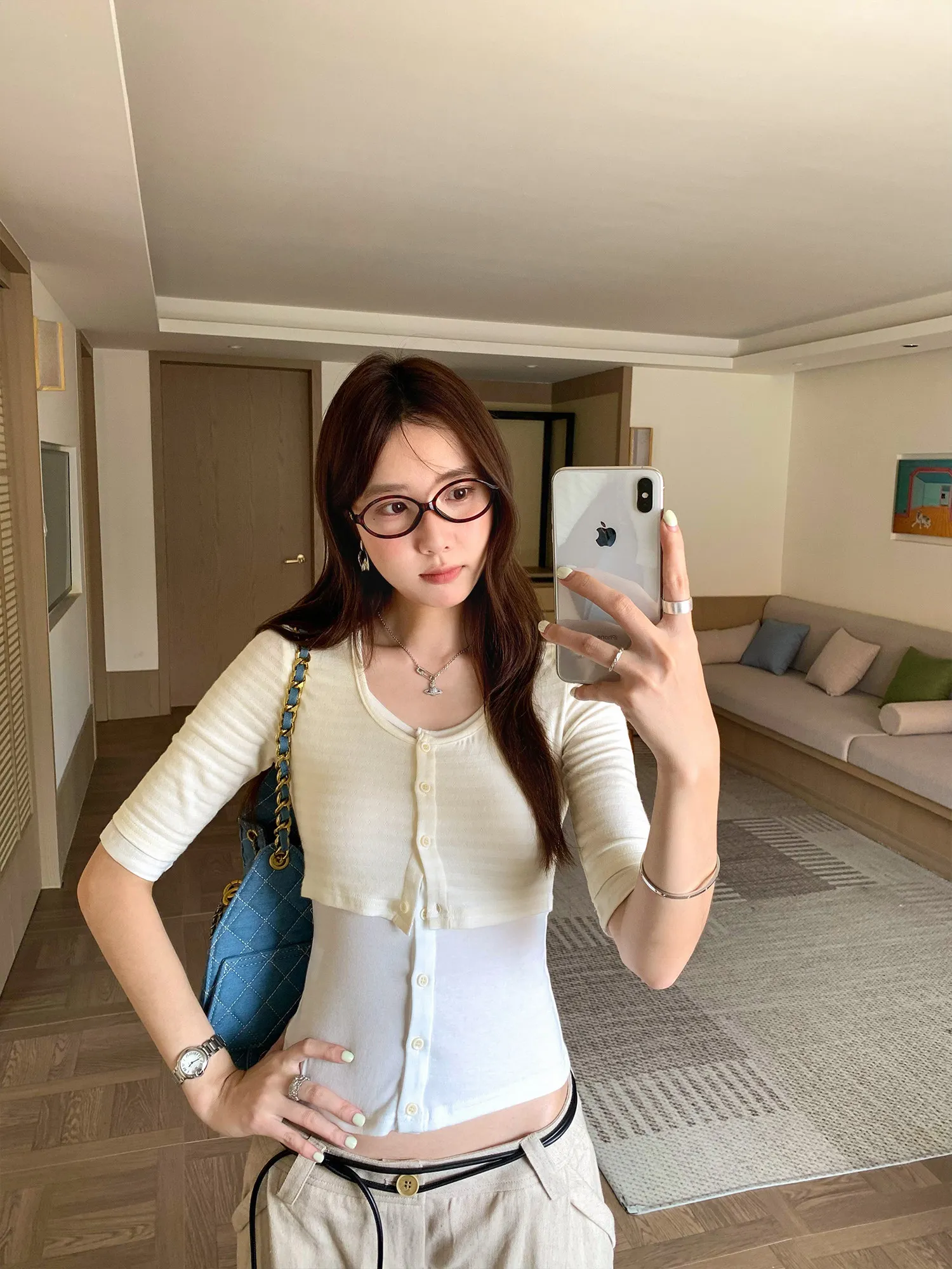 Korean Style Slim Fit Striped Color Block round Neck Short Sleeve T-Shirt Women's Summer New Fashion Thin Top Casual Style