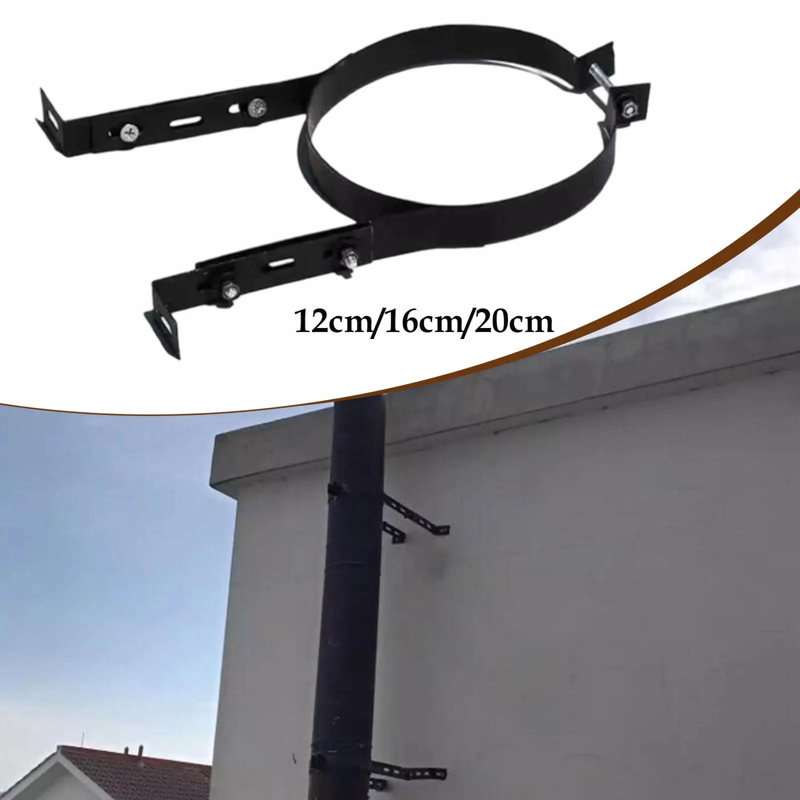 Stainless Steel Chimney Pipe Holder Adjustable Vent Wall Strap Clamp Sturdy Fixing Clip for Portable Fireplace Stove