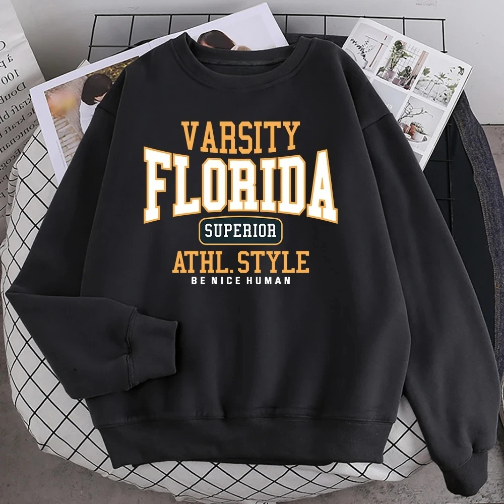 

Trend Casual Woman Pullover Florida SuperiorPrinted Hoody Long Sleeves Crewneck Soft Winter Autumn Female Casual Sweatshirt