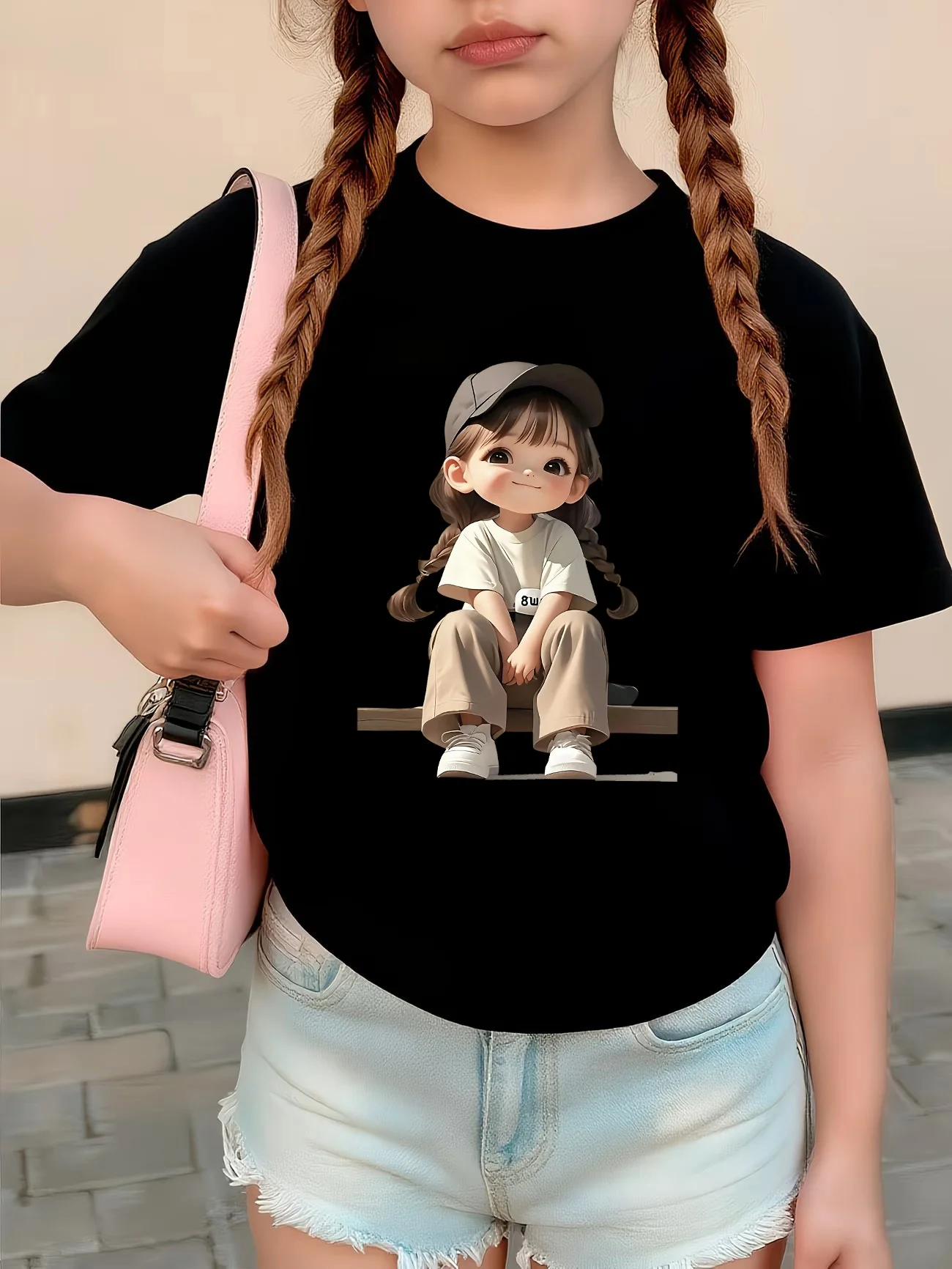 Japanischer Stil Blumen- und Katzendesign T-Shirts Manga Kinder T-Shirt Jungen Mädchen Sommer Frühling Lässiges Oberteil Tee