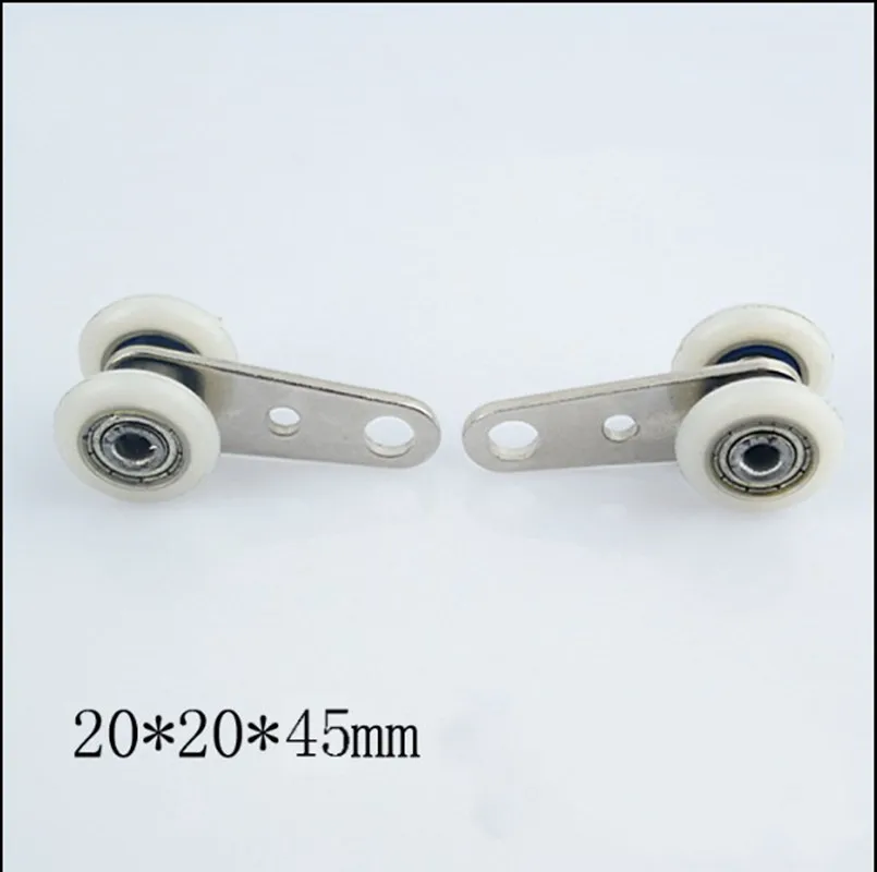 10pcs 45x19mm Metal Bearing Pulley Block with Two Plastic Wheel for Wardrobe Cupboard Window Cabinet Sliding Doors