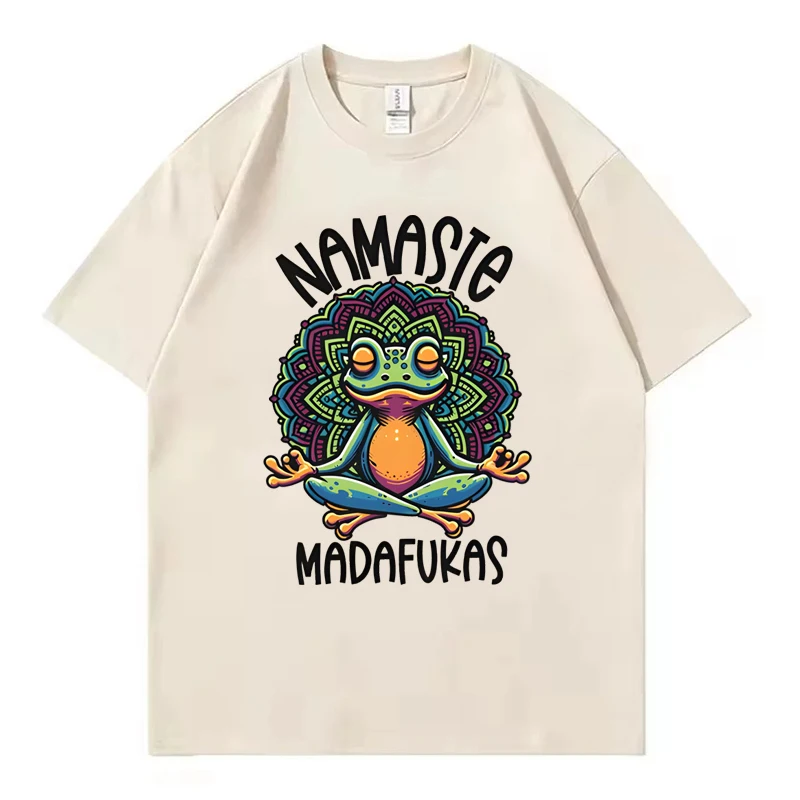 Harajuku Yoga T Shirt Frog Self Care T-Shirt Cotton Short Sleeve Positive Cottagecore Namaste Tee Men Women Clothes Streetwear