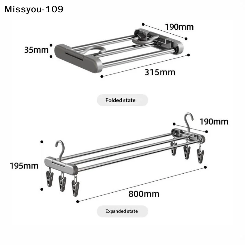 Stainless Steel Telescopic Clothes Hanger Sturdy Foldable Large Capacity for Home Dorm Temporary Guest Room Use