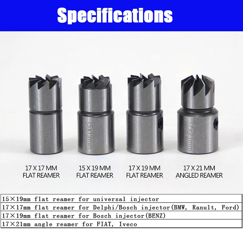 Ensemble d\'outils de coupe de siège d\'injecteur de moteur diesel, nettoyant, kit d\'outils de coupe de carbone, 5 pièces