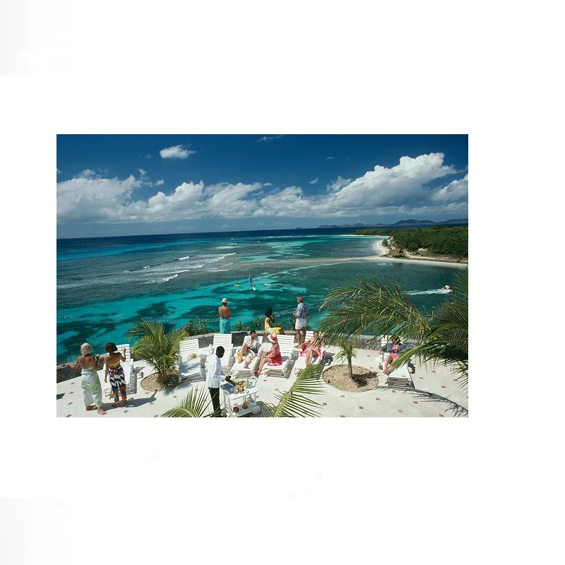 Slim Aarons 'Tropical Mustique', Print Art Canvas Poster, Living Room, Home Wall Decor Picture
