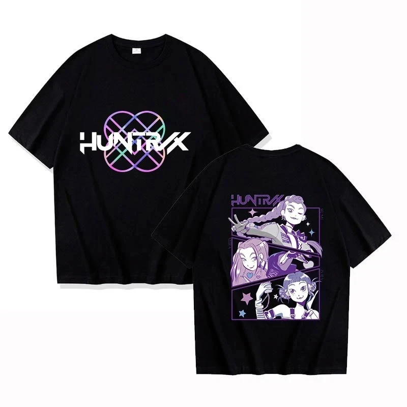 

Американская винтажная футболка KPop Demon Hunter, футболка с графическим принтом Huntrix, новая летняя мужская и женская уличная одежда