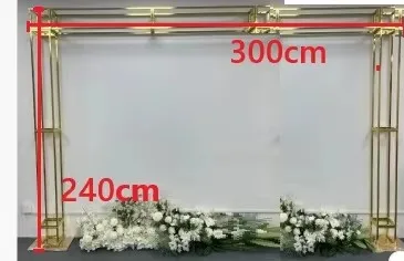 1 glänzender, vergoldeter Eisenrahmen, quadratischer Paravent, Hochzeitshintergrundrahmen, dekorativer Blumenständer, Bühnenausstattung für Veranstaltungen – Detail 3
