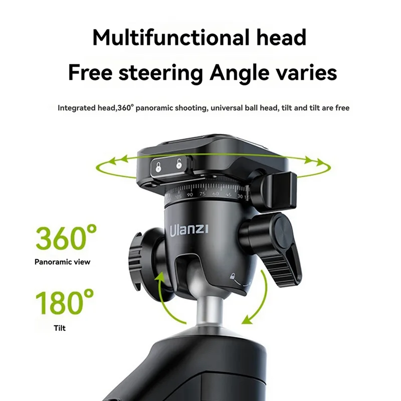 

T31C-Ulanzi TT38 Quick Release Tripod 360° Ball Head Cold Shoe Mount Ideal For Camping, Street Photography Livestreaming