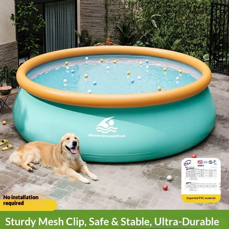 Round Inflatable Mesh Pool Kids Adults Backyard Family Parent Child Thickened Durable Portable Easy Setup Swimming