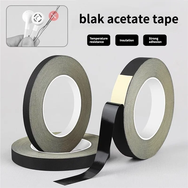 Flame Retardant High Temperature Insulating Acetate Cloth Tape For LCD Repairing Black Acetic Acid Adhesive Tape