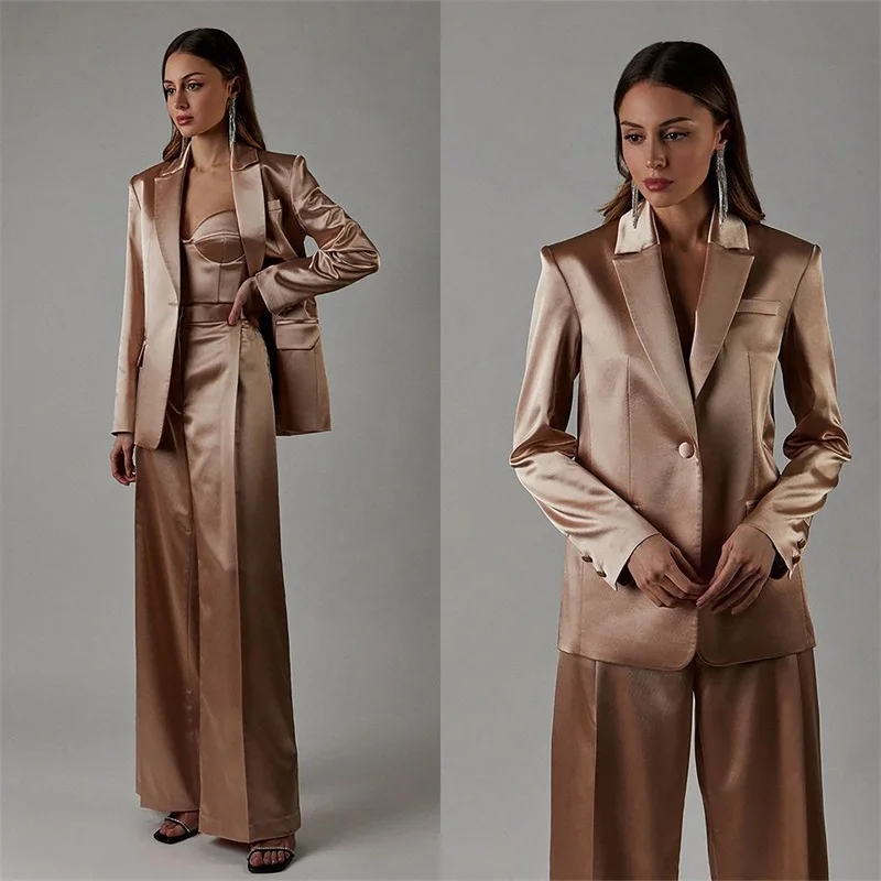 3 Pcs Fashion Women Suit Set Blazer+Sling Underwear Bra+Pants Formal Silk Satin Prom Dress Office Coat Customize дамский костюм