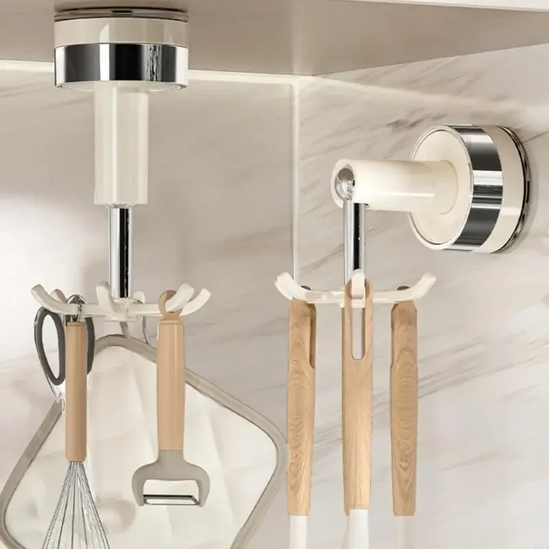 6 Position Rotating Suction Cup Hook Mounting Tool for Kitchen Bathroom Storage Y5GB