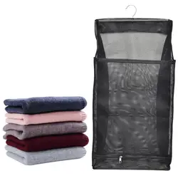 Mesh Laundry Hamper Foldable Hanging Clothes Storage Basket Portable Space Saving Storage Bag Clothes Organizer for Bathroom