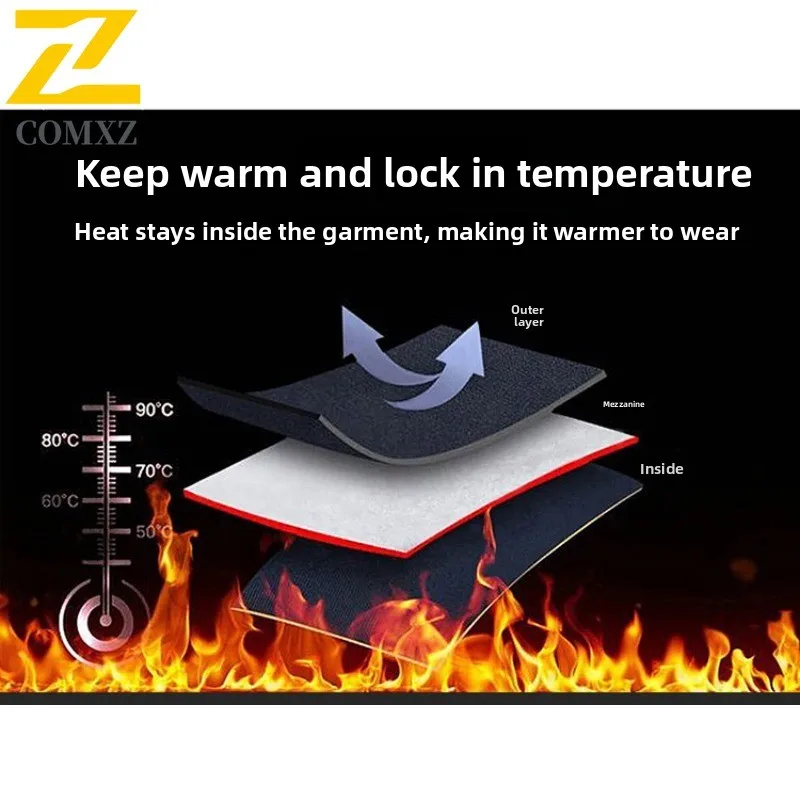 COMXZ 2025 Men New Fleece Lined Thickened Mid Length Coat Youth Winter Thermal Waterproof Windproof outdoor sports Padded Jacket