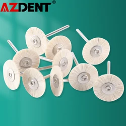 10pcs Azdent Dental Polishing Brush Wheel HP 2.35mm White Goat Hair Polisher for Low Speed Handpiece Lab Polish Dentistry Tools