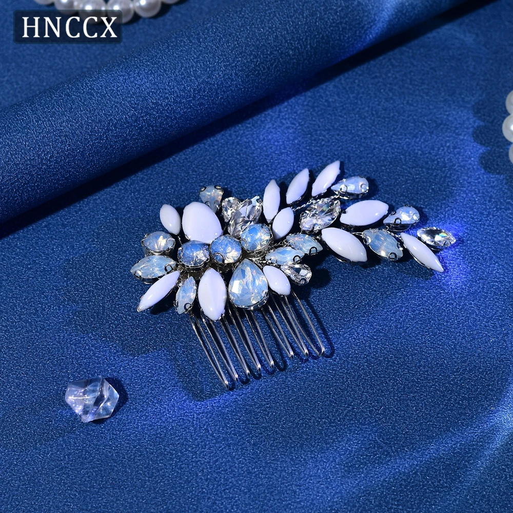 HNCCX-Leite Cor Branca Rhinestone Pente de Cabelo para Mulheres, Noiva Headdress, Wedding Party Headwear, Acessórios Clipe de Cabelo, CP318