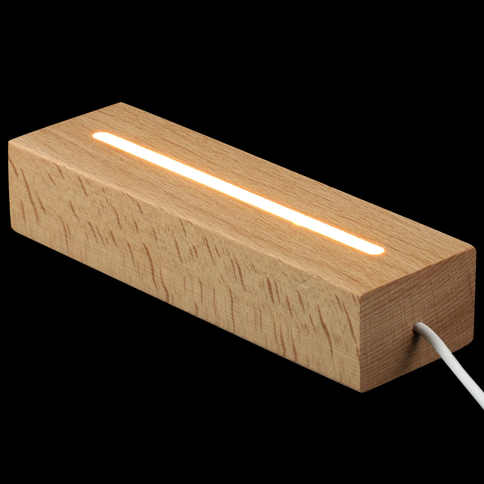 

Wooden Night Light LED Stand Display Warm Light Beech Wood USB Interface Bedroom Decor Christmas Gifts Lighting
