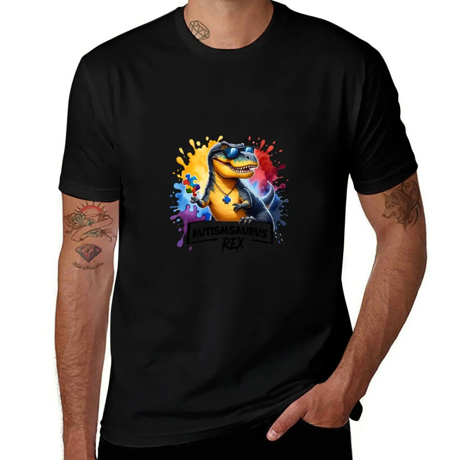 Autismsaurus Rex T-Shirt cotton t shirt man T-Shirt