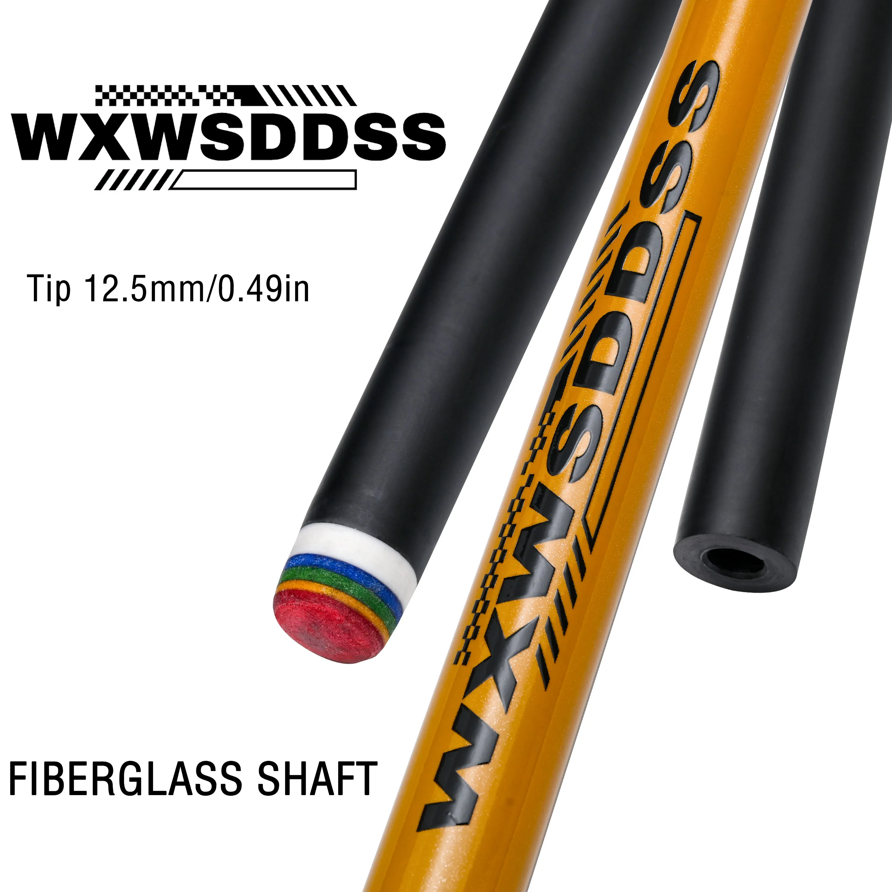 

Professional Low Deflection Pool Cue with Fiberglass Front - 12.5mm Anti-Explosion Tip, Fast 3-Thread Stainless Joint (Includes