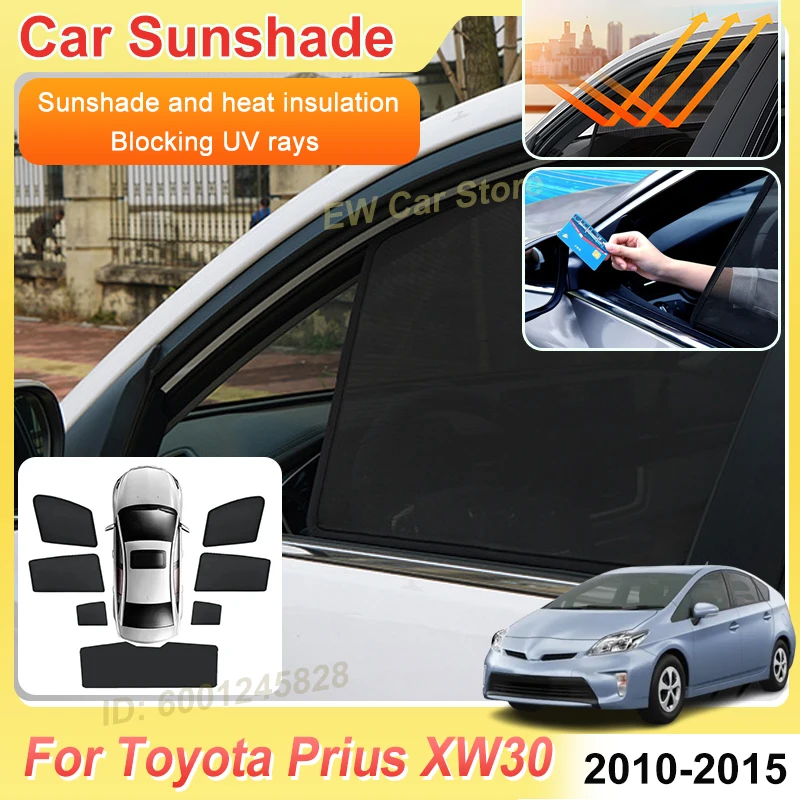 Car Sun Shade For Toyota Prius XW30 Accessories 2010 2011~2015 Sunshade Window Visor Cover Auto Mesh Anti-UV Sunscreen Body Kits