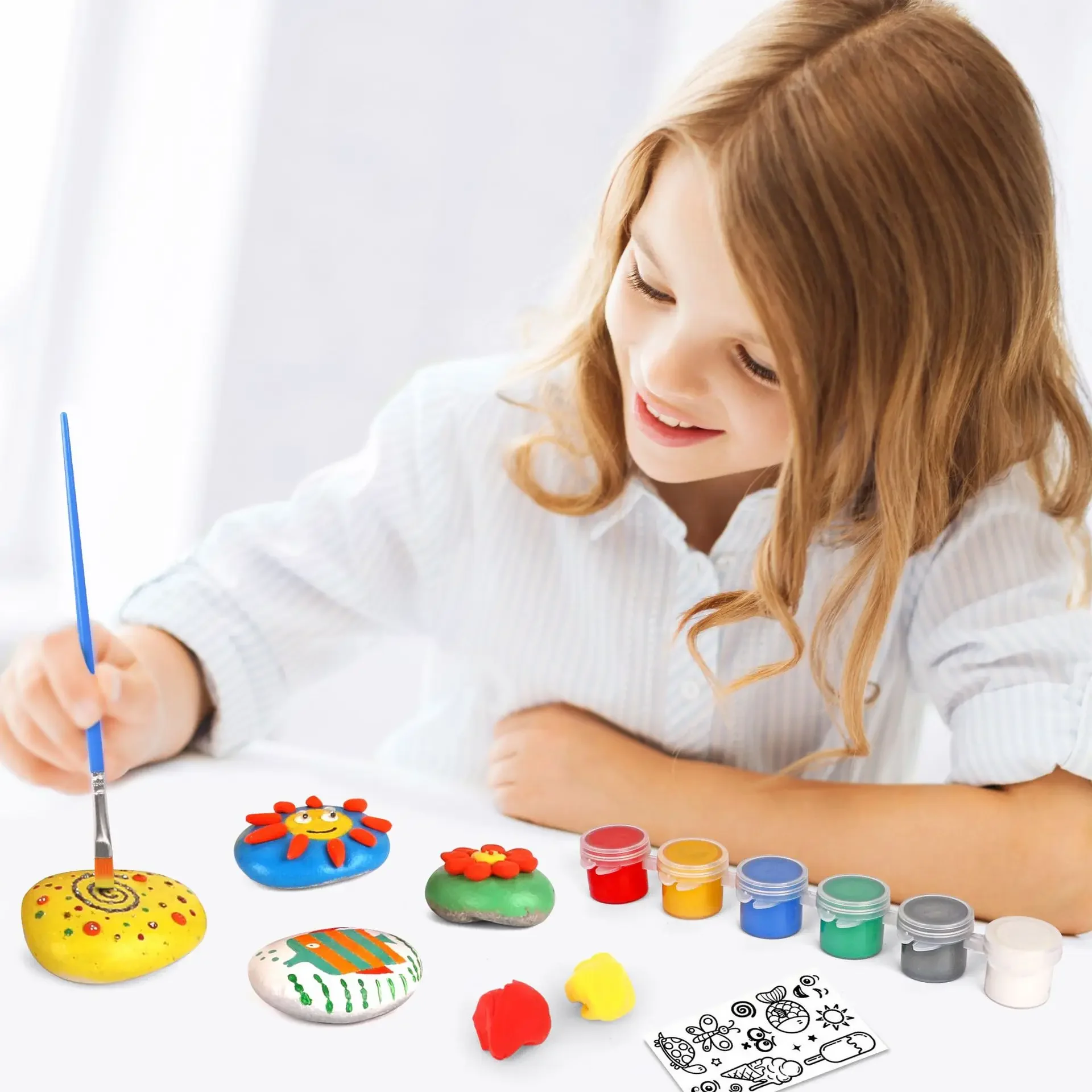 Diy paralelepípedos pintados à mão pintura derramando rochas galáxia rock pintura colorido planeta aprendizagem brinquedos educativos puzzl brinquedo conjunto