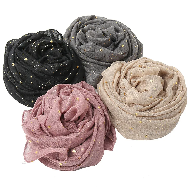 Summer New Stars Cotton Linen Scarf For Women Girls Students Solid Color Scarves Soft Viscose Shawl Spring Female Wrap Shawls