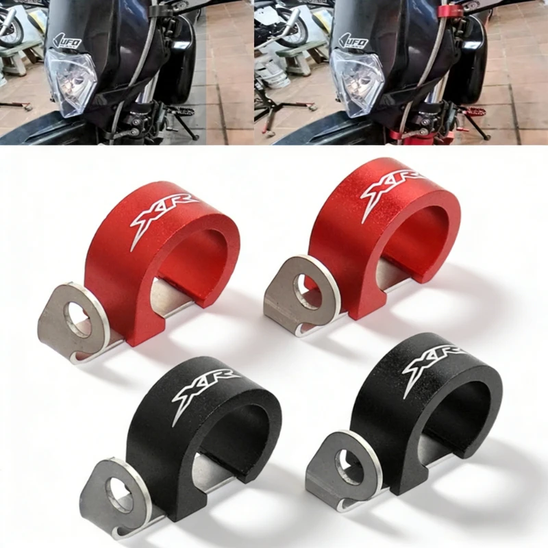 XR LOGO Brake Line Hoses Clamp For Honda XR250L XR250R XR650R XR650L XR250 XR400 XR600 Brake Cable Oil Hose Wire Pipe Guide Clip