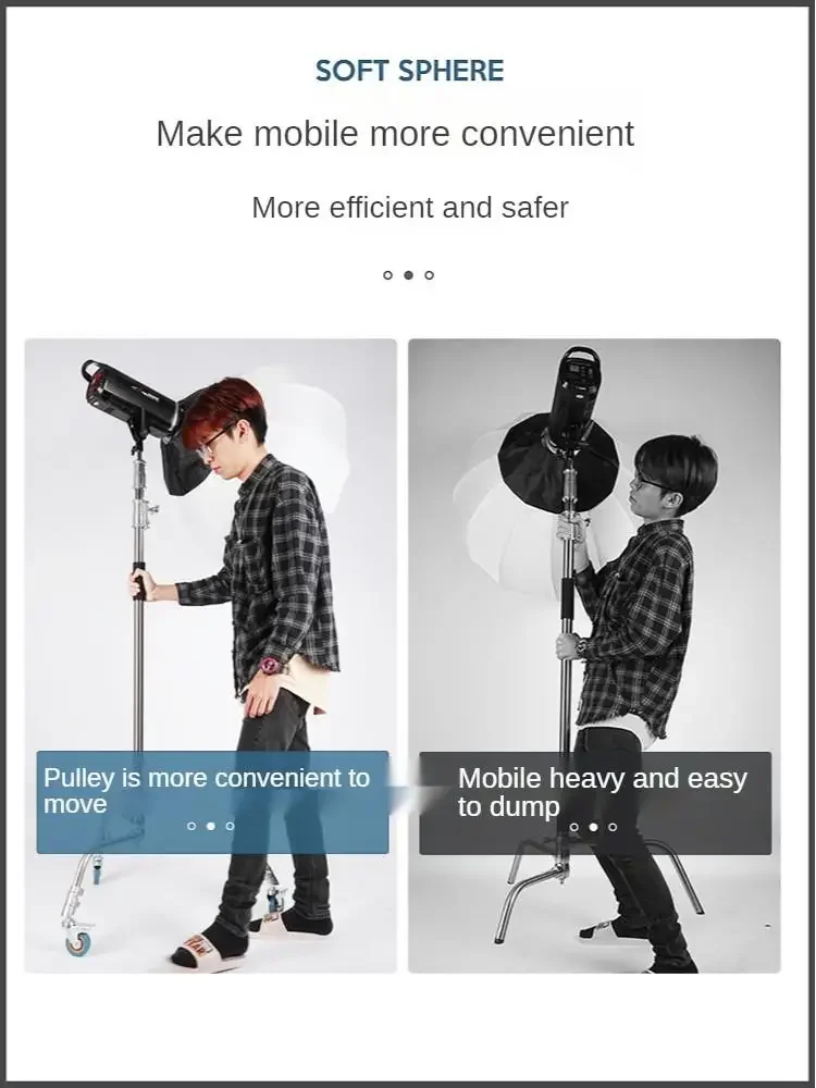 3 Pcs/Lot 3 Inch Photography Lamp Frame Universal Caster C-frame Studio Sleeve With Brake Stainless Steel Wheel