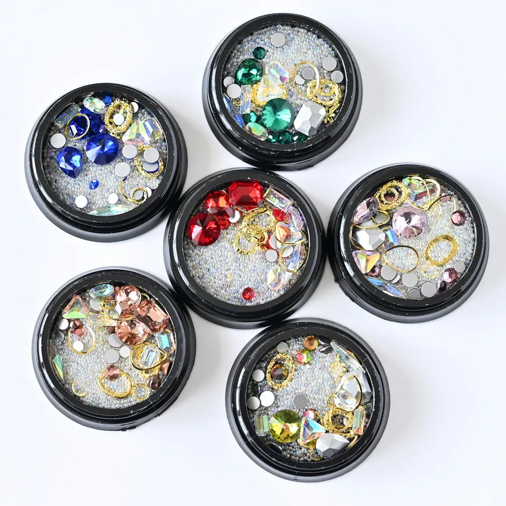 

Bottle Mixed 3D Aurora Pearls Nail Rhinestones Mermaid Beads sparkly Nail Strass Crystal Glitter Gems Nail Jewelry Decoration