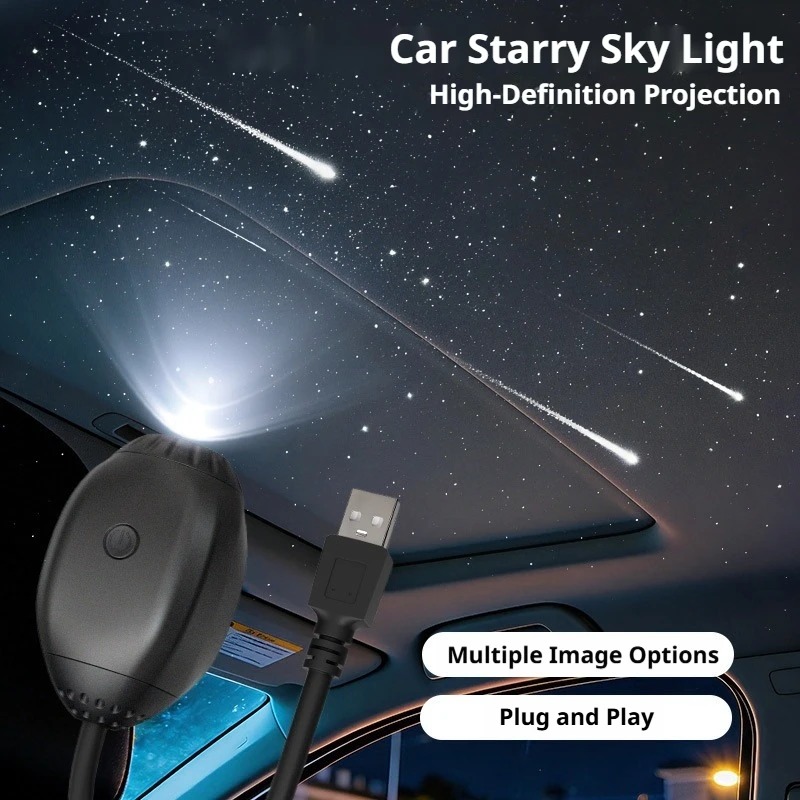 SEAMETAL Universal HD Car Atmosphere Projector Light USB Powered Brightness Adjustable Multiple Scenes LED Starry Star Light