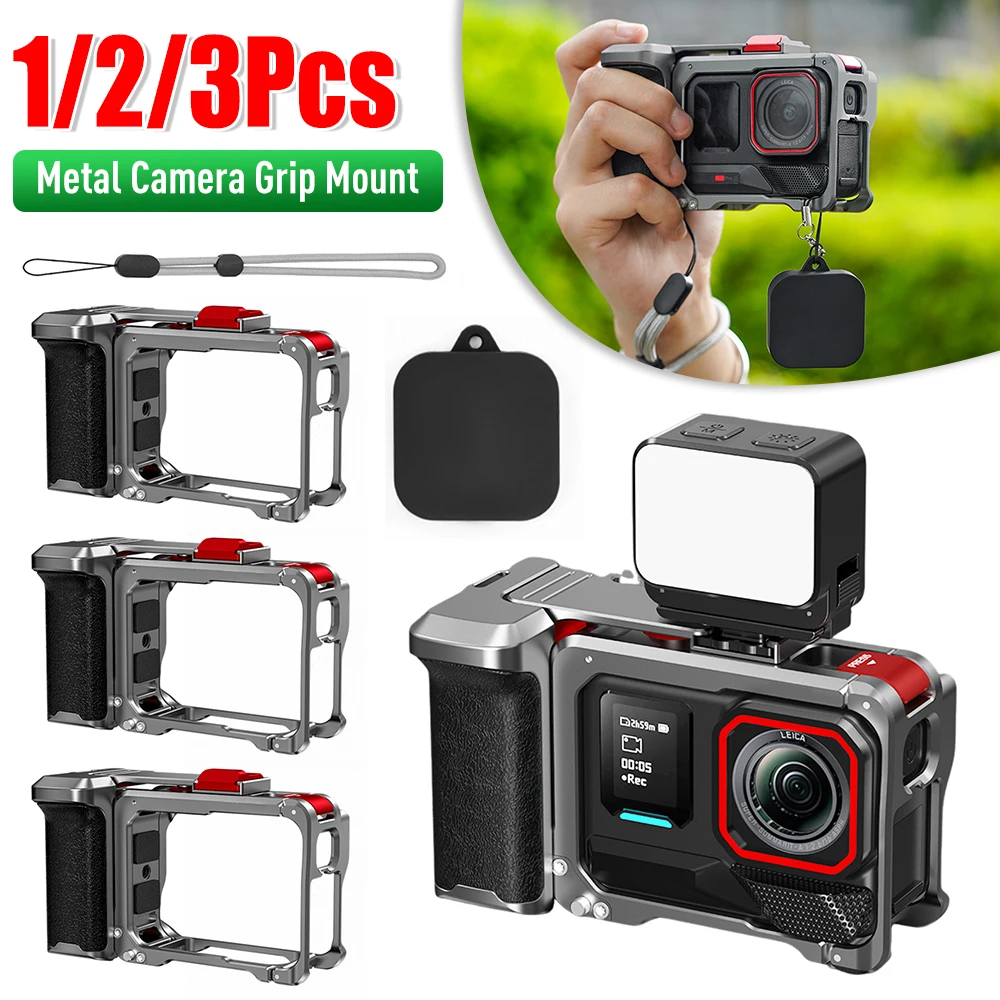 

1/2/3PCS Metal Cage Handle With Lens Cover For Insta360 Ace Pro/Xplorer Shockproof Camera CaseStreet Photography Accessories ﻿