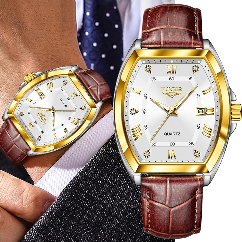 

LIGE модные мужские часы светящиеся водонепроницаемые кварцевые часы деловой кожаный ремень календарь мужские наручные часы relogios masculino
