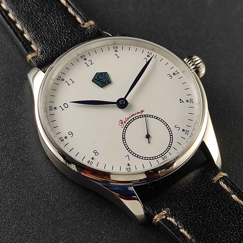 VaKuy ساعة ميكانيكية يدوية المحمصة الأزرق دبوس النورس ST3621 جونز السيف خمر رجال الأعمال مقاوم للماء جلد طبيعي Watc