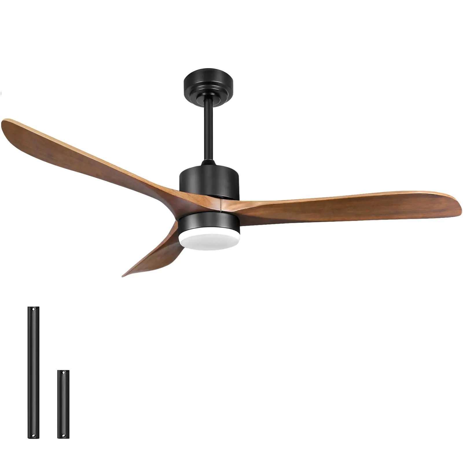 Ventilatori da soffitto con luci, ventilatore da soffitto in legno da 52 "con memoria leggera per Patio Gazebo soggiorno camera da letto, noce e nero opaco