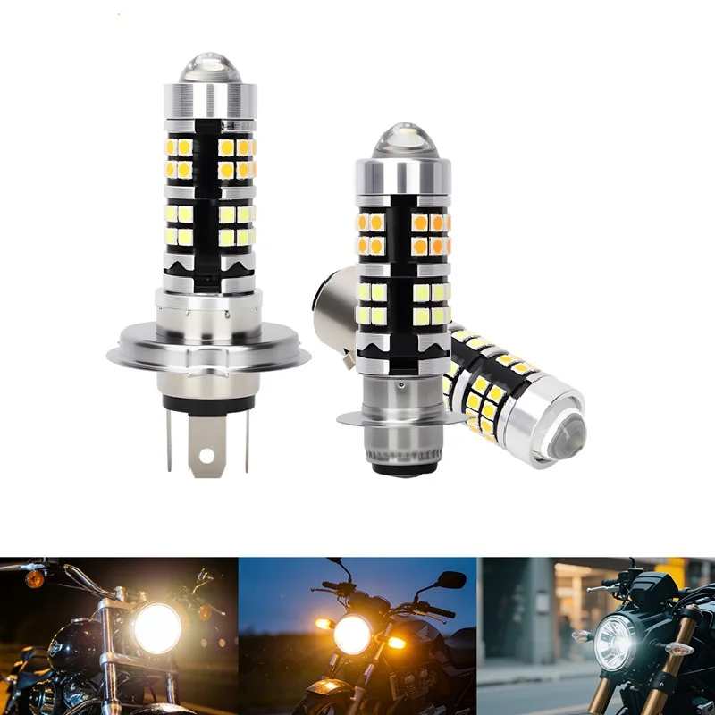 1pcs H4 LED Motorcycle Headlight H6 BA20D P15D CSP Led Lens White Yellow Hi Lo Beam Spotlight Motorbike Scooter Running Lamp