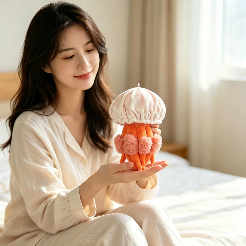 Kawaii Jellyfish Plush Pendant 24cm Soft Fluffy Sea Creature Stuffed Toy Cute Hanging Ornament Gift Girlfriend