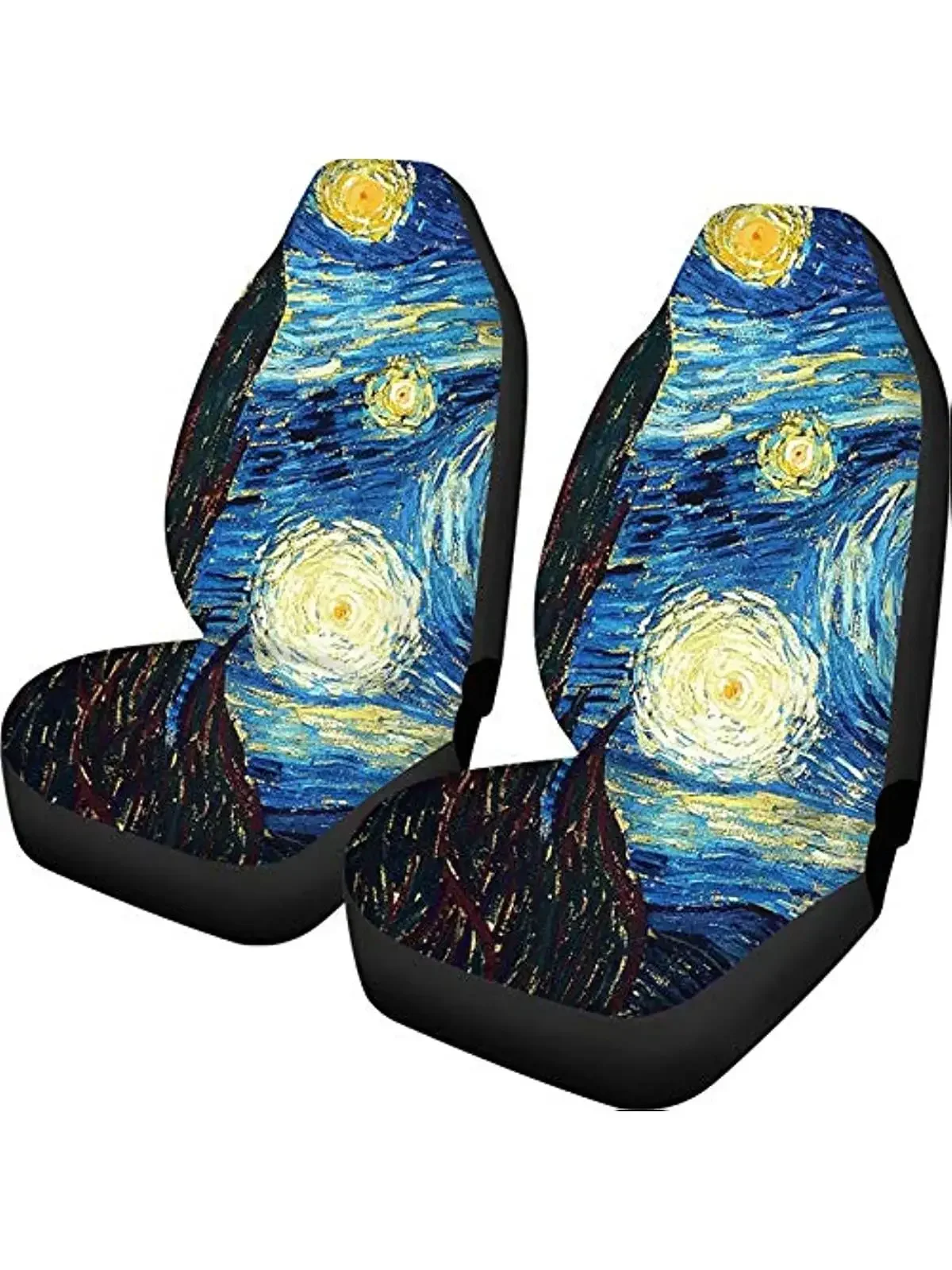 Pokrowce na fotele samochodowe 2-częściowy ochraniacz na przednie fotele Van Gogh Starry Night Stars Design Antypoślizgowy poliester Stretch Heavy Duty — zdjęcie 2