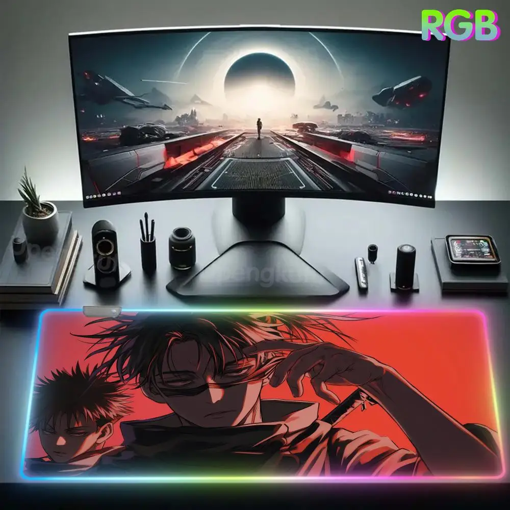 Choso Mouse INS trend Pad RGB Rubber Mouse Laptop Cushion Pad LED Desktop Setup Lamp Mouse Gamer Anime Desk Mat