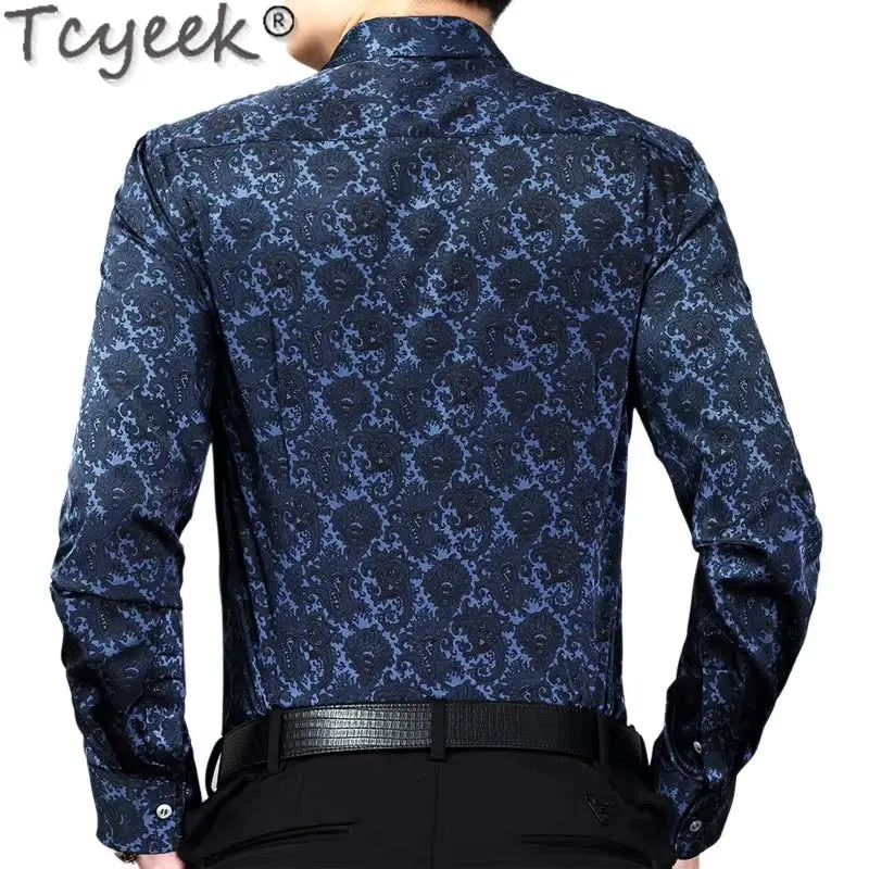 Tcyeek-Haut à manches longues pour hommes, Real Mulberry InjShirt, Chemises décontractées pour hommes, Vêtements à la mode, Coupe couvertes, Printemps, Automne, 90%, 2024