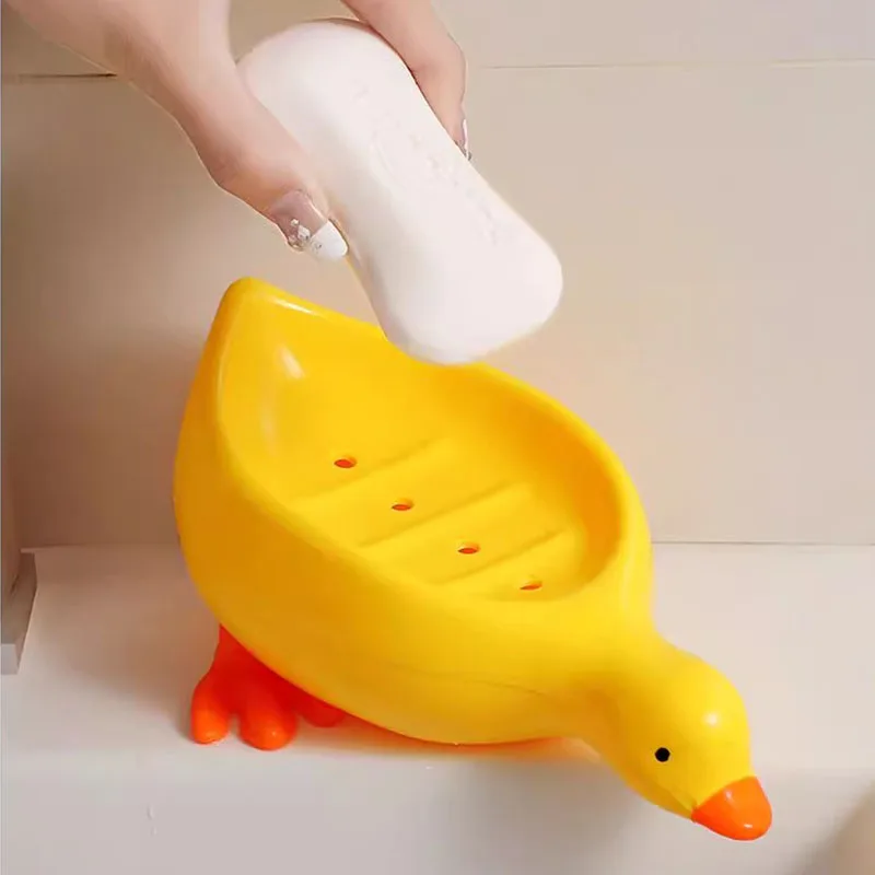 Soap Tray Self-draining Soap Rack Cute Duck-shaped Creative Rack for Shower Bathroom Kitchen Tub Sink Tray Bracket Bathroom