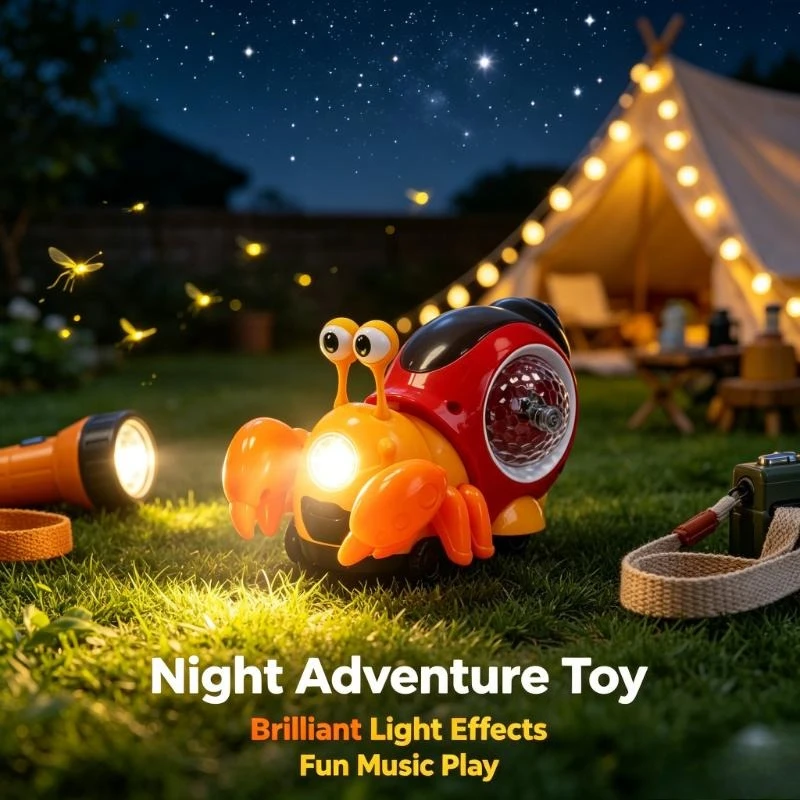 Cute Electric Hermit Crab Toy with Universal Wheel, Brilliant Lights & Music, Popular Present for Children
