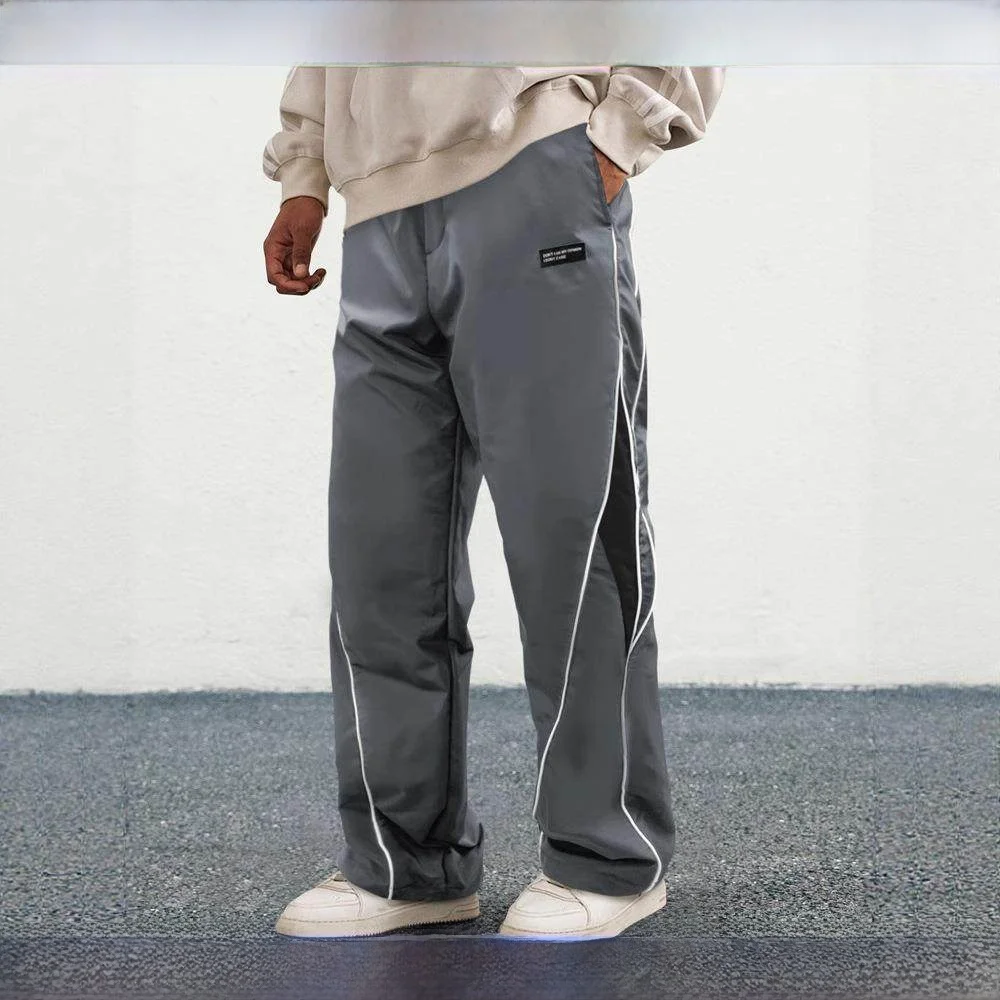 

Свободные прямые повседневные брюки унисекс в американском стиле для весны и лета, спортивные брюки свободного кроя с высокой талией и шнурком