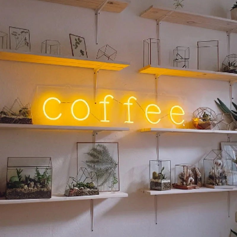 Custom Coffee Neon Sign Light LED Cafe Sale Shop Bar Window Wall Door Hanging Flex Transparent Acrylic Gift Business Decoration