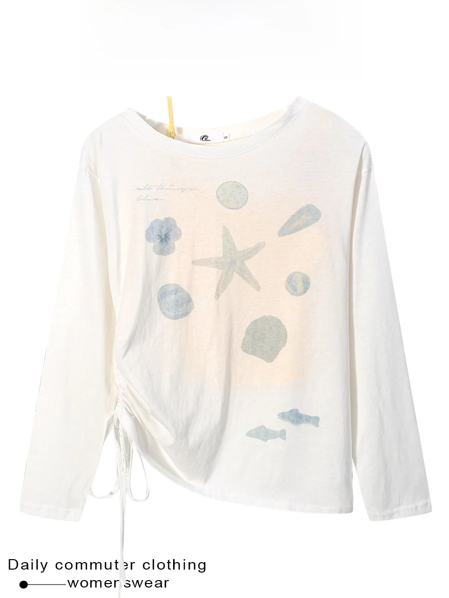 Coshehkg Korean Style Casual Floral Print Drawstring Women's Cover up Shirt Summer Commute Top Beaded Strap Camisole