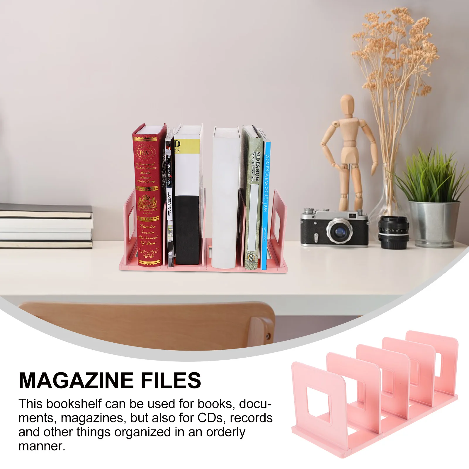

Plastic Desktop Bookends Book Organizer File Holder Smooth Burr Free Surface for Books Documents Magazines Magazine Files